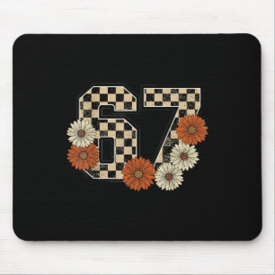6 7 Retro Fall Meme Checkerboard Tee Haunted Mouse Mat