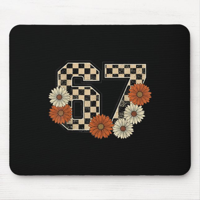 6 7 Retro Fall Meme Checkerboard Tee Haunted  Mouse Mat (Front)