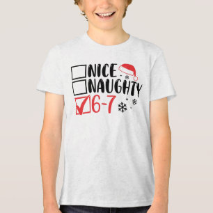 “6 7” Santa Christmas Checklist: Tri-Blend Shirt