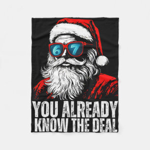 6 7 Santa Face Six Seven Meme Funny 67 Christmas F Fleece Blanket