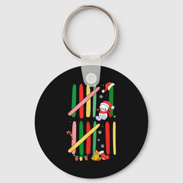 6 7 Six Seven 67 Meme Tally Marks Counting Christm Key Ring (Front)