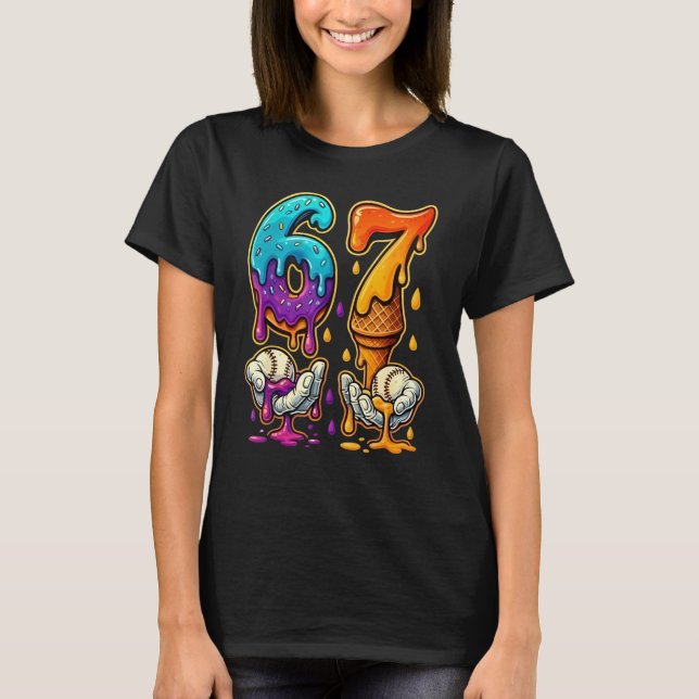 6 7 Six Seven Baseball Drip Gen Z Alpha Meme Slang T-Shirt (Front)