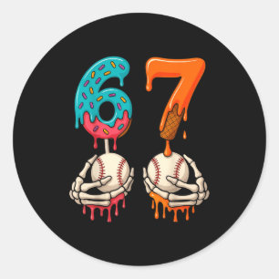 6 7 Six Seven Baseball Meme Gen Z Alpha Slang Boys Classic Round Sticker