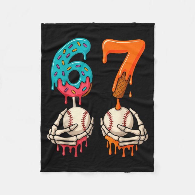 6 7 Six Seven Baseball Meme Gen Z Alpha Slang Boys Fleece Blanket (Front)