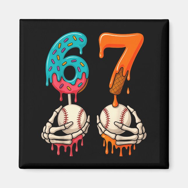 6 7 Six Seven Baseball Meme Gen Z Alpha Slang Boys Magnet (Front)