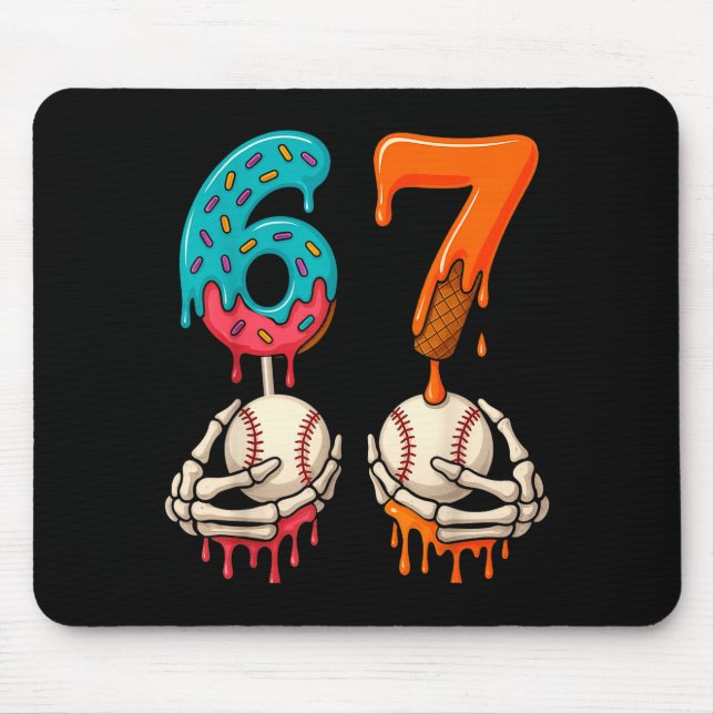 6 7 Six Seven Baseball Meme Gen Z Alpha Slang Boys Mouse Mat (Front)