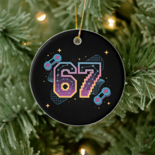 6 7 Six Seven Gaming Gen Z Alpha Meme Slang Ceramic Tree Decoration