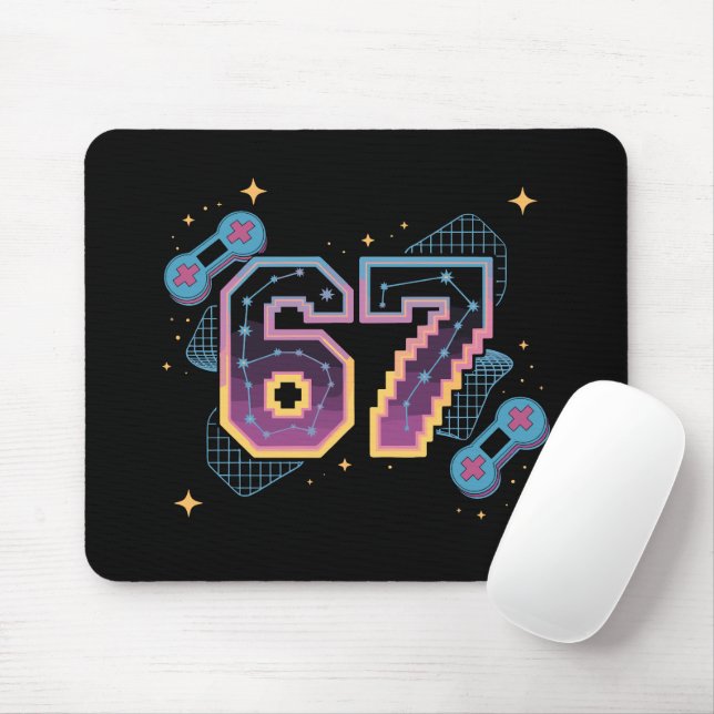 6 7 Six Seven Gaming Gen Z Alpha Meme Slang  Mouse Mat (With Mouse)