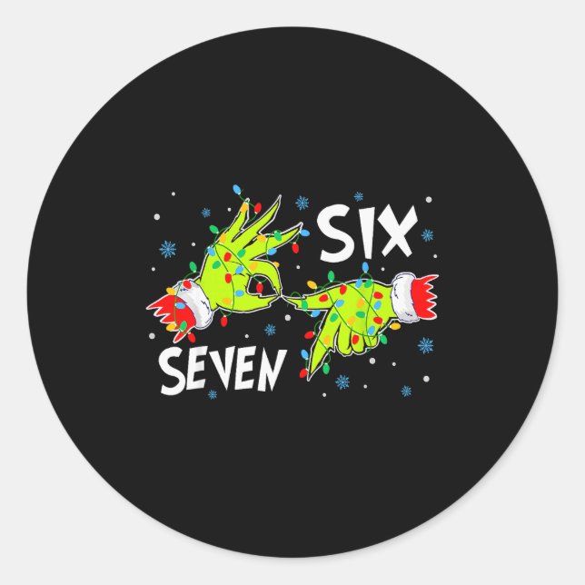 6 7 Six Seven Gen Z Alpha Meme Slang Holiday Merry Classic Round Sticker (Front)