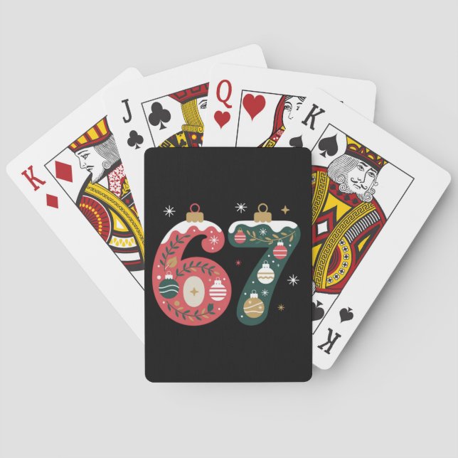 6 7 Six Seven Gen Z Alpha Meme Slang Xmas Balls Playing Cards (Back)