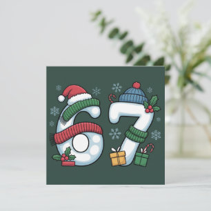 6 7 Six Seven Gen Z Alpha Meme Slang Xmas Snowman Holiday Card