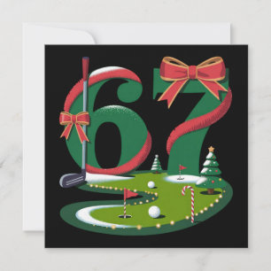 6 7 Six Seven Golf Gen Z Alpha Meme Xmas Golfing Holiday Card