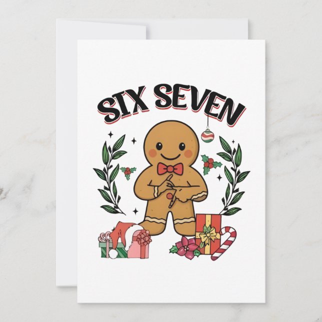 6 7 Six Seven Hand Gen Z Alpha Gingerbread Meme  Holiday Card (Front)