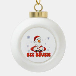 6 7 Six Seven Hand Gen Z Alpha Goose Christmas Ceramic Ball Christmas Ornament