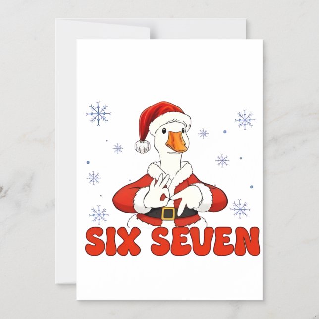 6 7 Six Seven Hand Gen Z Alpha Goose Christmas Magnetic Invitation (Front)