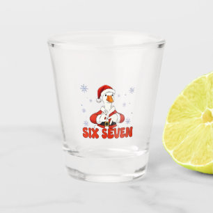 6 7 Six Seven Hand Gen Z Alpha Goose Christmas Shot Glass
