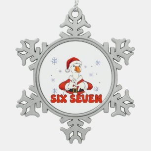 6 7 Six Seven Hand Gen Z Alpha Goose Christmas Snowflake Pewter Christmas Ornament