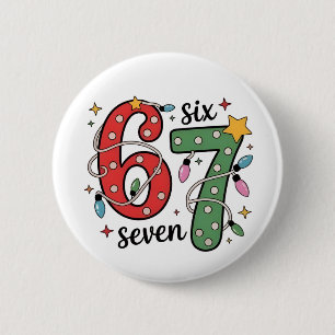 6 7 Six Seven Hand Gen Z Alpha Meme Slang Xmas 6 Cm Round Badge