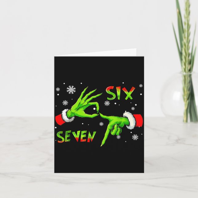 6 7 Six Seven Hand Gen Z Alpha Meme Slang Xmas Chr Card (Front)