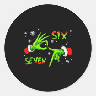 6 7 Six Seven Hand Gen Z Alpha Meme Slang Xmas Chr Classic Round Sticker