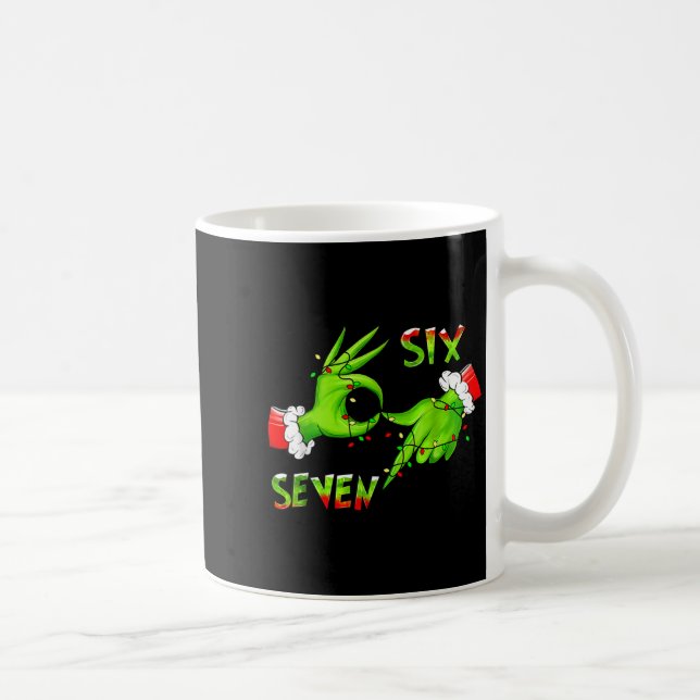 6 7 Six Seven Hand Gen Z Alpha Meme Slang Xmas Chr Coffee Mug (Right)