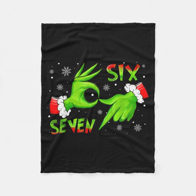 6 7 Six Seven Hand Gen Z Alpha Meme Slang Xmas Chr Fleece Blanket (Front)