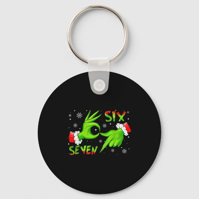 6 7 Six Seven Hand Gen Z Alpha Meme Slang Xmas Chr Key Ring (Front)