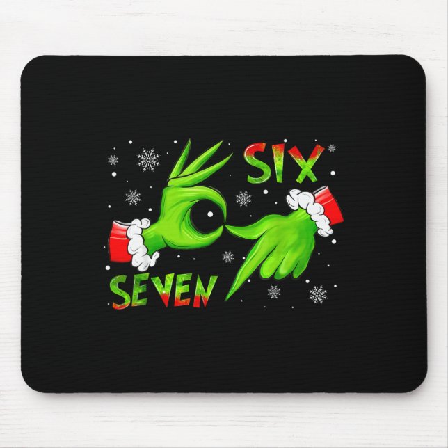 6 7 Six Seven Hand Gen Z Alpha Meme Slang Xmas Chr Mouse Mat (Front)