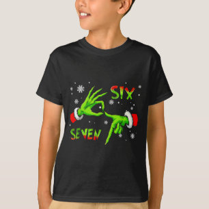 6 7 Six Seven Hand Gen Z Alpha Meme Slang Xmas Chr T-Shirt