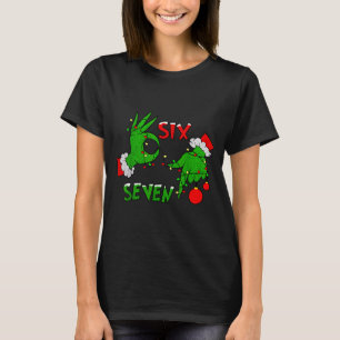 6 7 Six Seven Hand Gen Z Alpha Meme Slang Xmas Chr T-Shirt