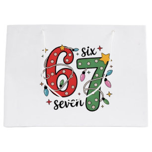 6 7 Six Seven Hand Gen Z Alpha Meme Slang Xmas  Large Gift Bag