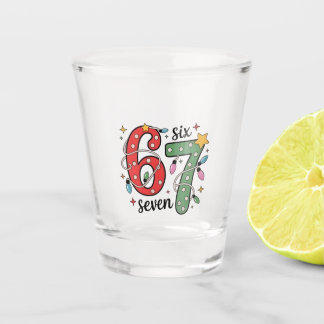 6 7 Six Seven Hand Gen Z Alpha Meme Slang Xmas  Shot Glass