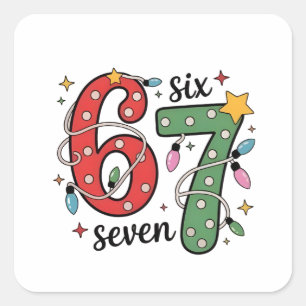 6 7 Six Seven Hand Gen Z Alpha Meme Slang Xmas Square Sticker