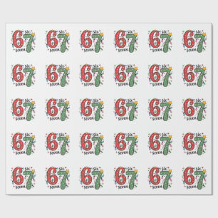 6 7 Six Seven Hand Gen Z Alpha Meme Slang Xmas Wrapping Paper