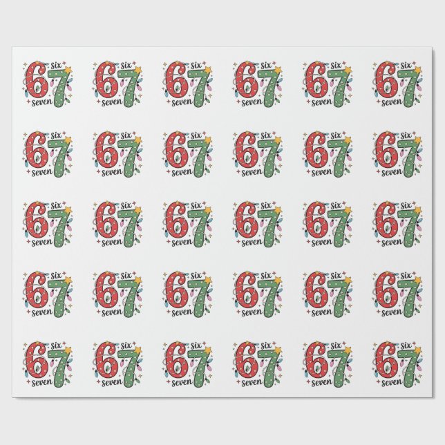 6 7 Six Seven Hand Gen Z Alpha Meme Slang Xmas  Wrapping Paper (Flat)