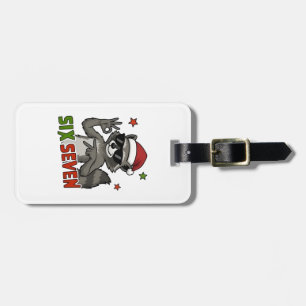 6 7 Six Seven Hand Gen Z Alpha Racoon Christmas Luggage Tag