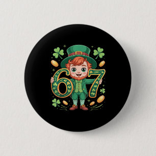 6 7 Six Seven Leprechaun 67 Humor St. Patricks Day Cm Round Badge