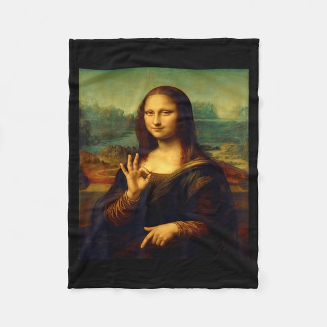 6 7 Six Seven Meme 67 Funny Mona Lisa Funny Clic A Fleece Blanket (Front)