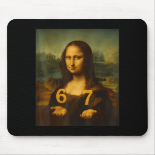 6 7 Six Seven Meme 67 Funny Mona Lisa Gen Z Alpha Mouse Mat