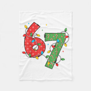 6 7 Six Seven Meme Xmas Lights Candy Cane Christma Fleece Blanket