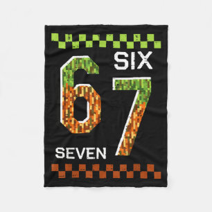 6 7 six seven pixel gaming funny meme 67 boys kids fleece blanket