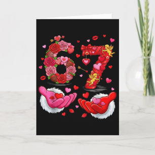 6 7 Six Seven Valentine Hearts Kids Boys Girls Cut Card