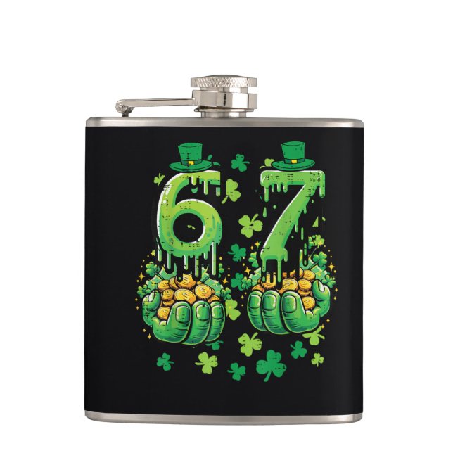6 7 St Patricks Day Hip Flask (Front)