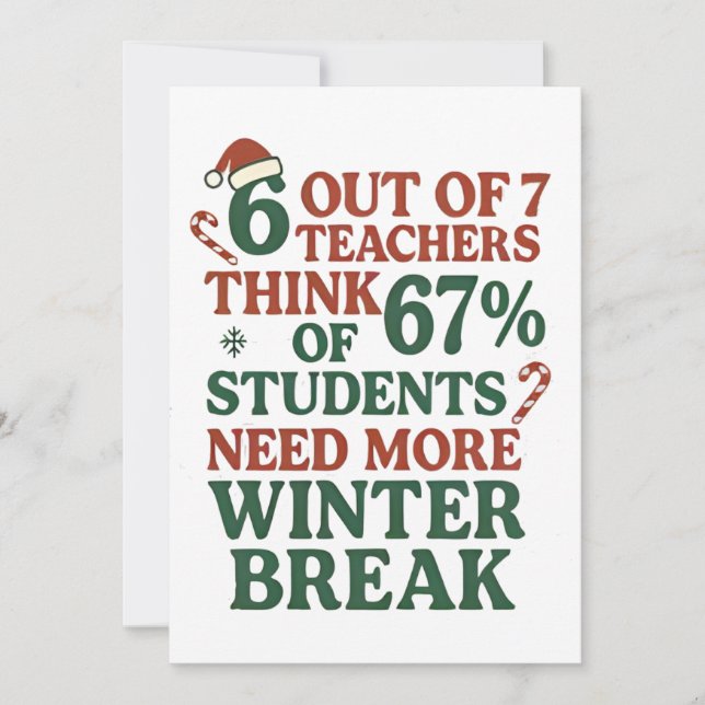 6 7 Teacher Six Seven 67 Santa Gen Alpha  Thank You Card (Front)