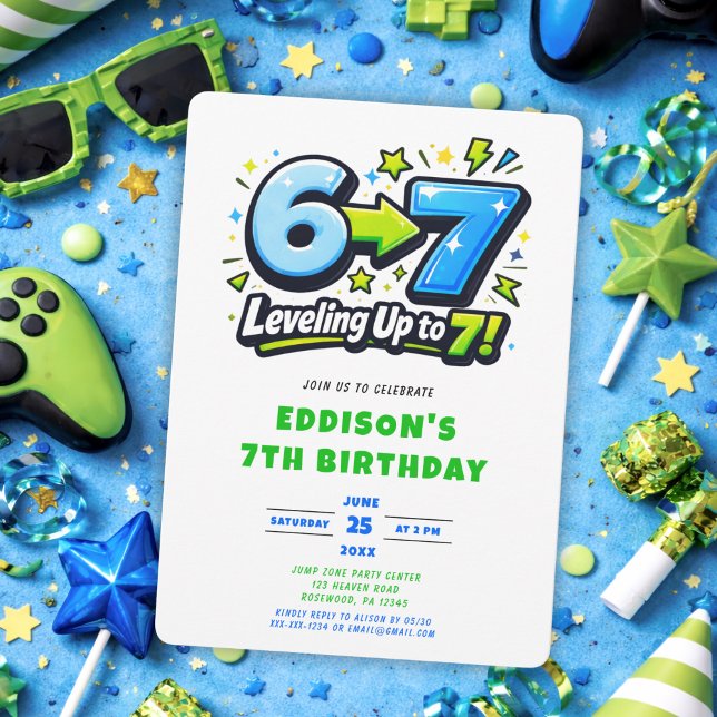 6 7 Trending Seven Birthday Party Invitation (Creator Uploaded)