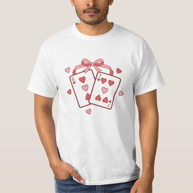 6 & 7 Valentine Hearts Design T-Shirt (Front)