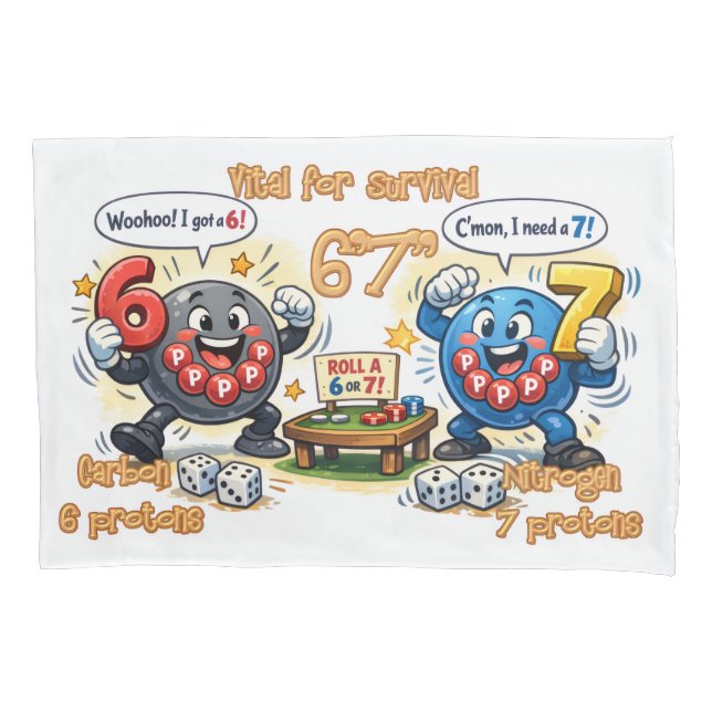6’7” Vital for Survival Chemistry Elements   Pillowcase (Front)