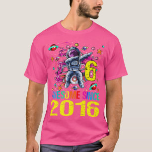 6 Awesome Since 2016 Astronaut 6th Birthday Space T-Shirt