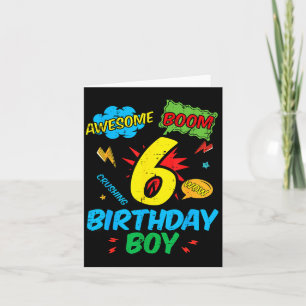6 Birthday Boy Comic Cool 6th Bday Superhero Party Card