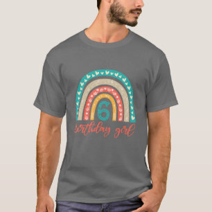 6 Birthday Girl 6 Years Old Birthday Rainbow Party T-Shirt